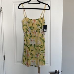 NWT Reformation Junebug Yellow Floral Mini Dress Size 2